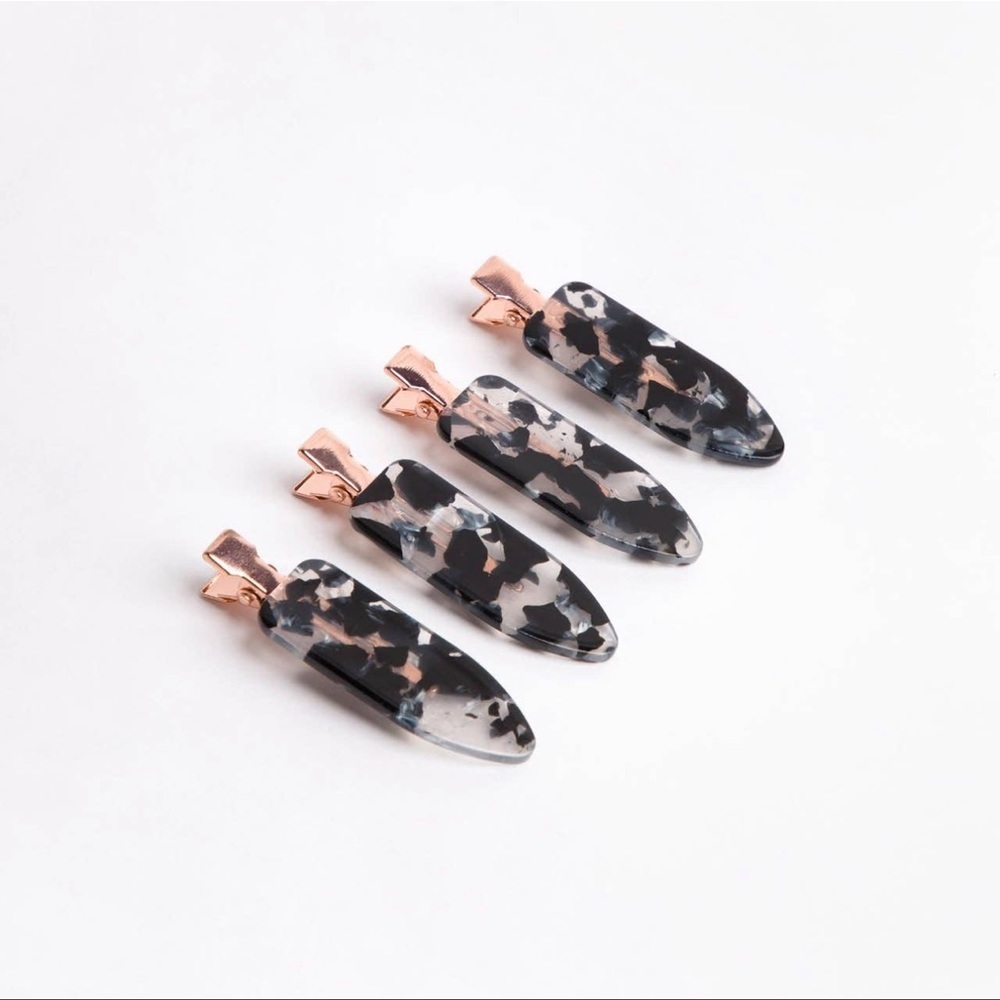 KITSCH Black Terrazzo Eco-Friendly Creaseless Clips 4pc Set